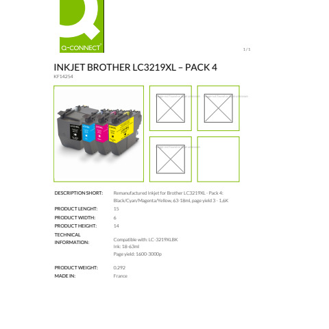 Cartuccia Q-Connect rigenerata Brother LC3219XL nero/ciano/magenta/giallo KF14254